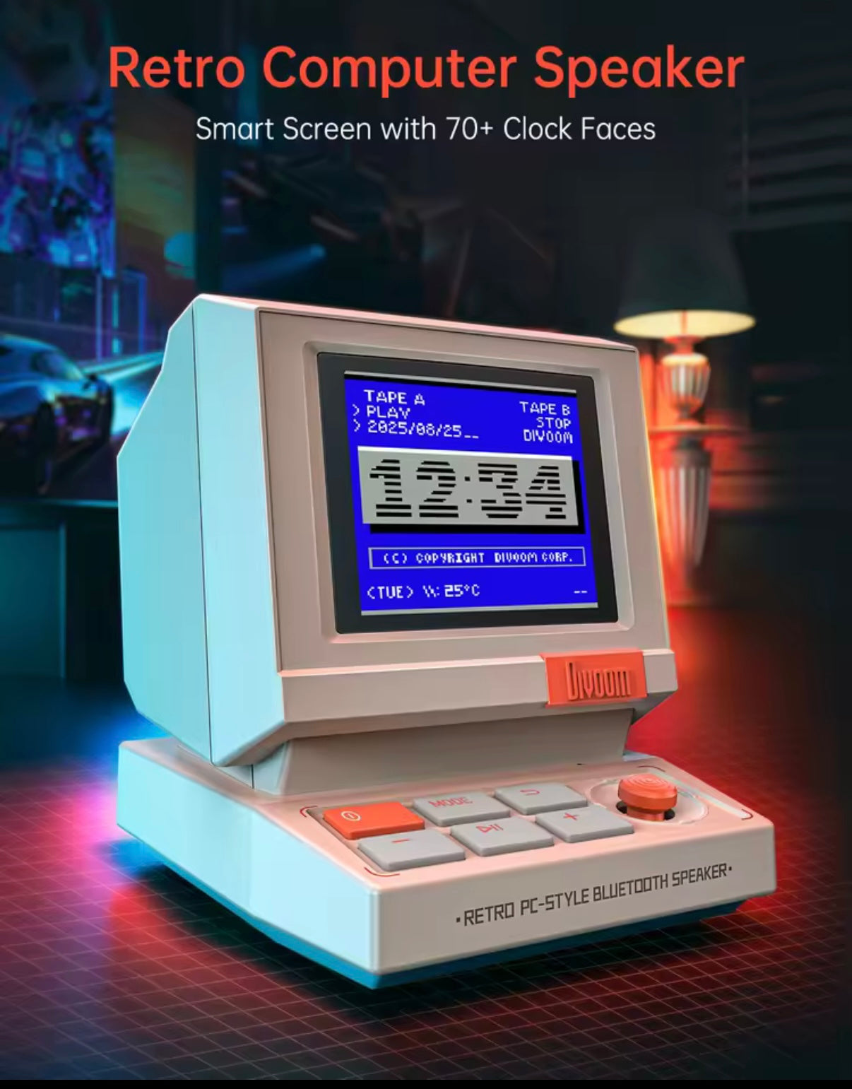 MiniToo Retro Bluetooth Speaker Portable Pixel Display Music Box Retro Computer